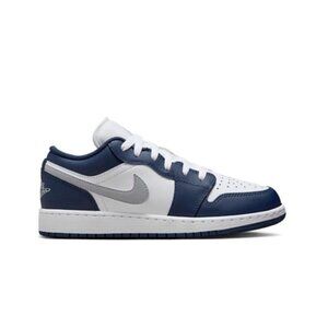 Big Kids' Jordan 1 Low Shoes White/Wolf Grey/Midnight Navy